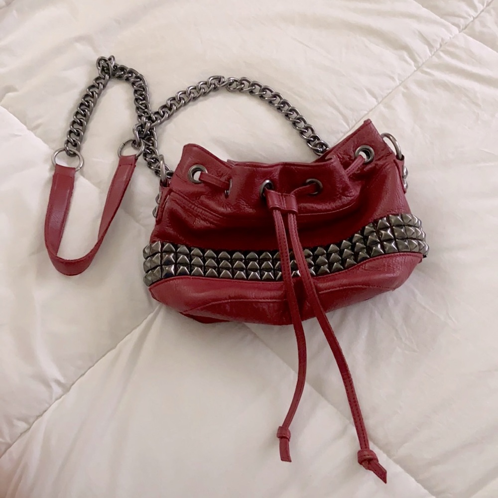 Tylie Malibu Studded Leather Crossbody  Bucket Bag